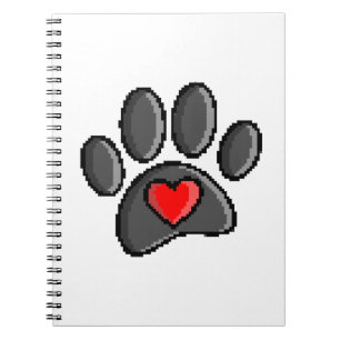 Caderno Espiral Cachorro Pata Arte Pixel 8 Bits Jogo de Vídeo Retr