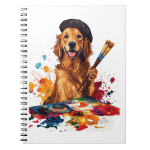 Caderno Espiral Cachorro Pintor � Cão Artístico com Cavalete