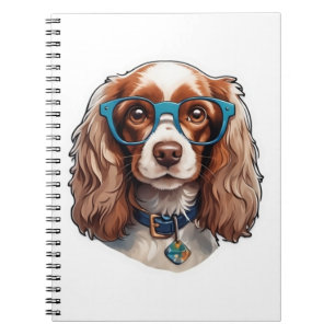 Caderno Espiral Cachorro Pooch Cute Engraçado Estudo de Óculos Eng