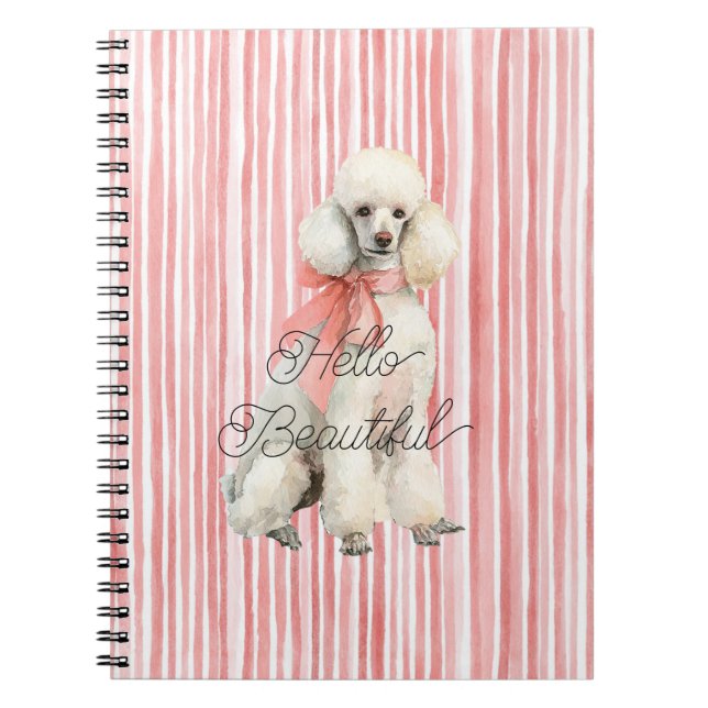 Caderno Espiral Cachorro Poodle Branco Olá Bonito (Frente)