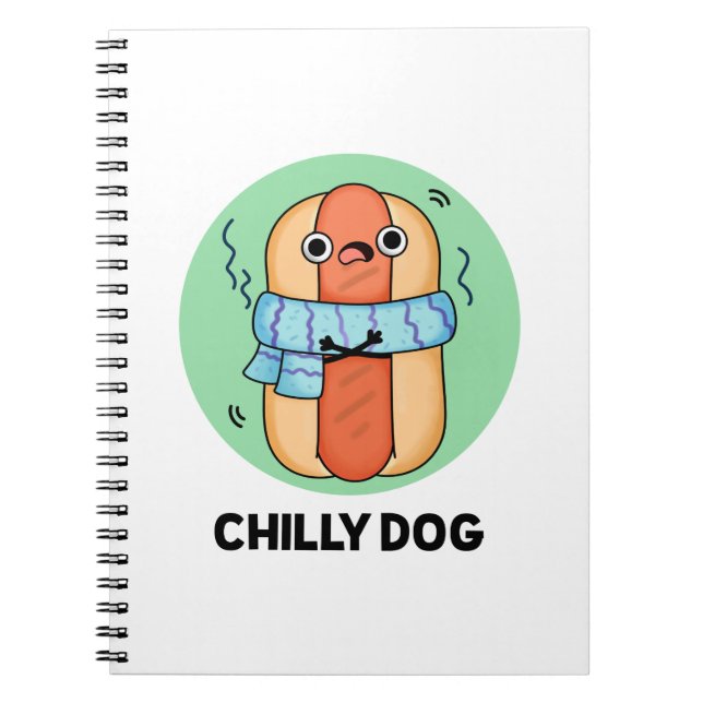 Caderno Espiral Cachorro Quente Engraçado Pun de Chili Cachorro Qu (Frente)