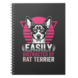 Caderno Espiral Cachorro Rat Terrier Fácilmente Distraído Retro