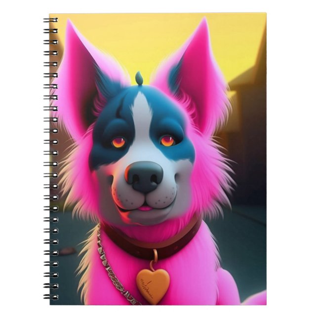 Caderno Espiral Cachorro Rosa (Frente)