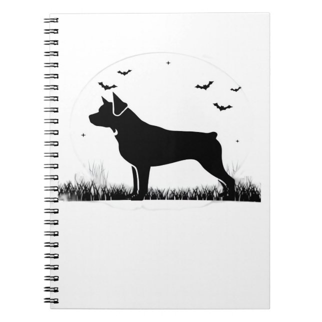 Caderno Espiral Cachorro Rottweiler - Silhueta da Lua das Hallowee (Frente)