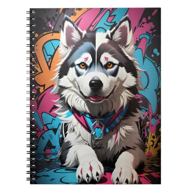 Caderno Espiral Cachorro Siberian Husky (Frente)