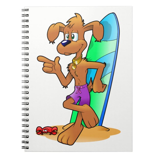 Caderno Espiral Cachorro Surfista (Frente)