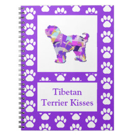 Caderno Espiral Cachorro-Terrier Tibetano - Pata-de-silhueta-púrpu