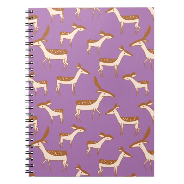 Caderno Espiral Cachorro, veado e família em roxo Lavanda (Frente)