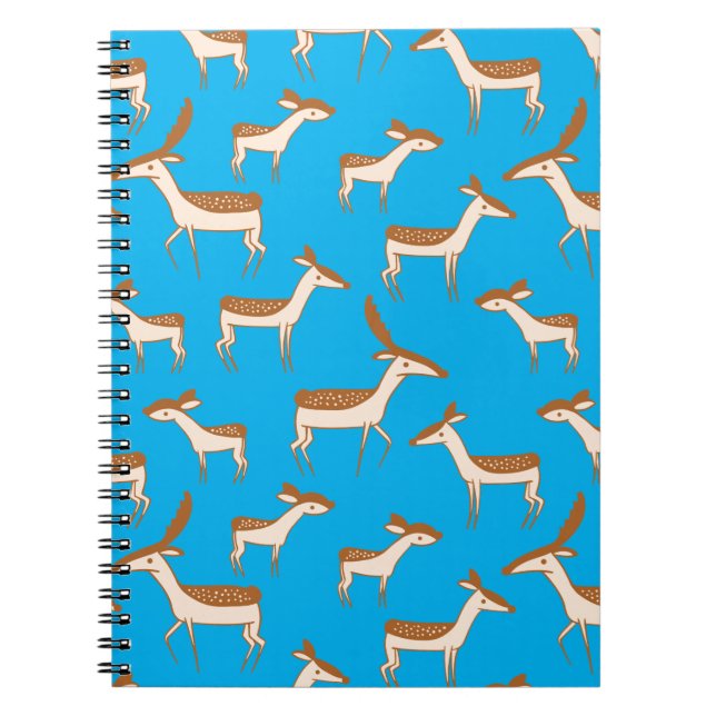 Caderno Espiral Cachorro, veado e família no céu azul (Frente)