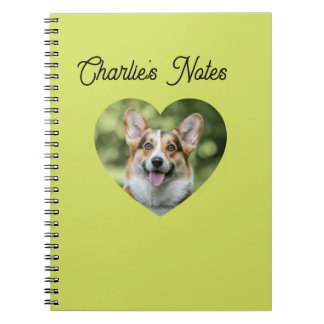 Caderno Espiral Cachorro Verde Fofo Quadro de Coração Voltar à Esc