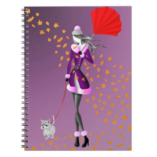 Caderno Espiral Cachorro Walker Autumn Deixa roxo
