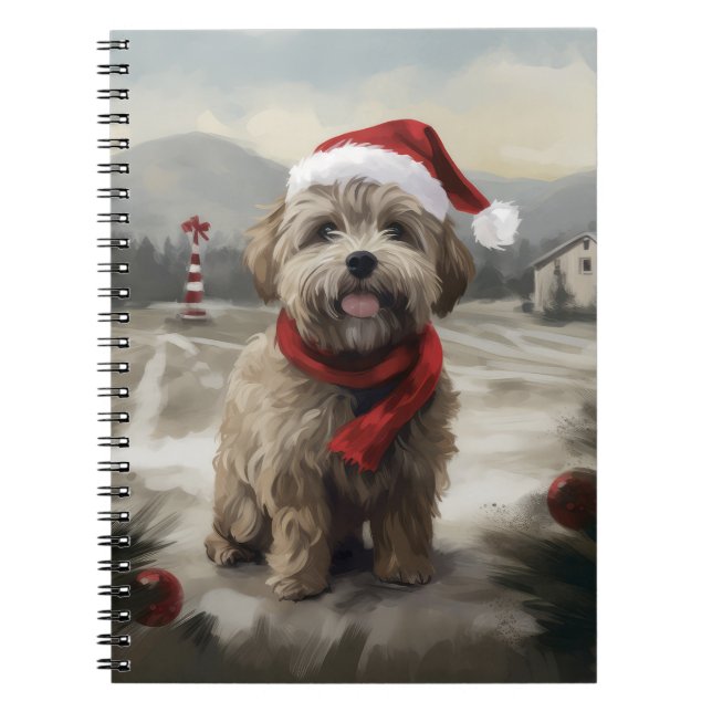 Caderno Espiral Cachorro Yorkipoo no Natal da neve (Frente)