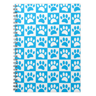 Caderno Espiral Cachorros Azuis E Brancos Em Quadrados Personaliza