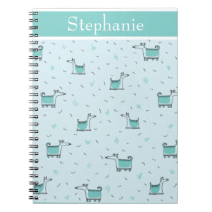 Caderno Espiral Cachorros Bonitos Seu Nome Verde Escrito