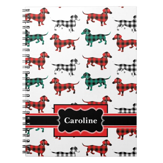 Caderno Espiral Cachorros Bons de Flannel Vermelho Natal (Frente)