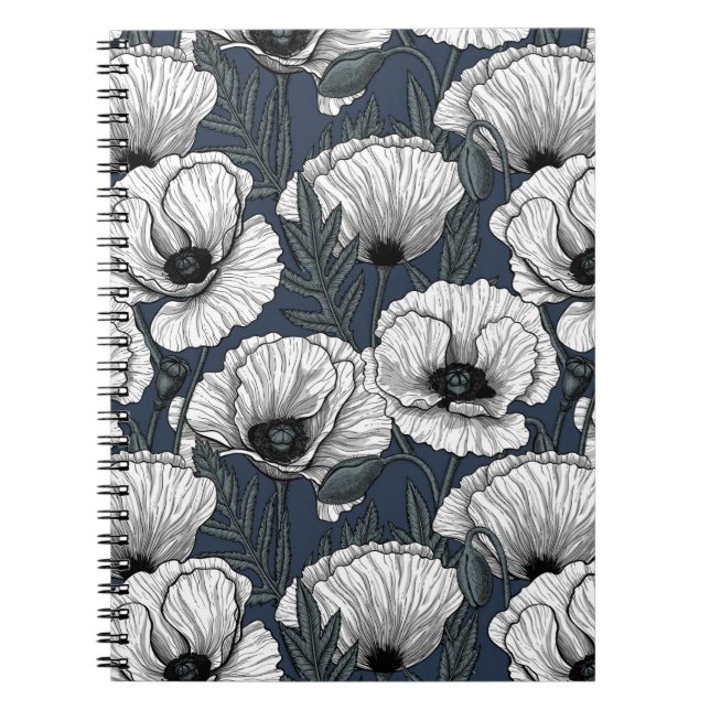 Caderno Espiral Cachorros brancos no marinho (Frente)