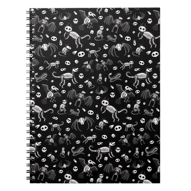 Caderno Espiral Cachorros Cães Gatos Aranhas Cachorros Esqueletos (Frente)