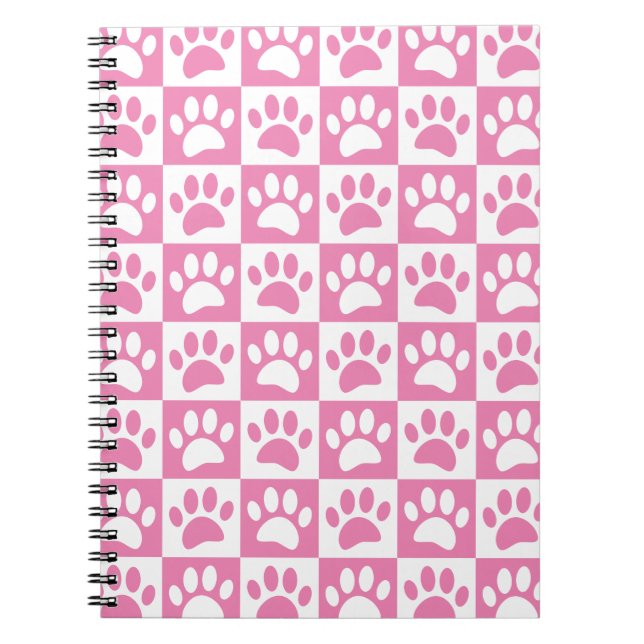 Caderno Espiral Cachorros Cor-De-Rosa E Branco, Personalizados Em  (Frente)