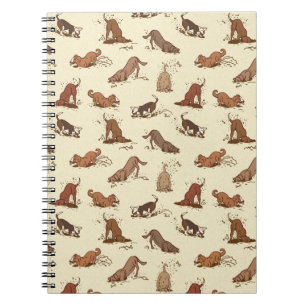 Caderno Espiral Cachorros Digging - padrão de férias na praia.