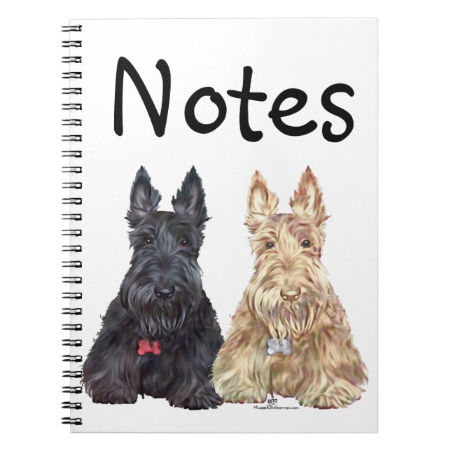Caderno Espiral Cachorros escoceses de rodas e negros (Frente)