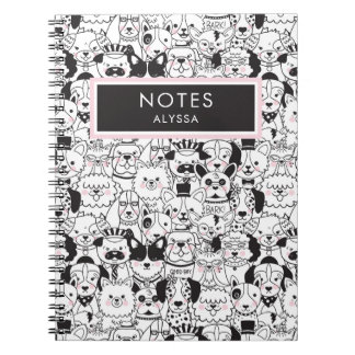 Caderno Espiral Cachorros Personalizados Engraçados, Bonitos, Pret