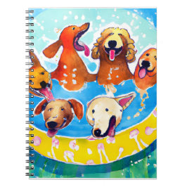 Caderno Espiral Cachorros Quimológicos Cachorros Piscina Quadrado