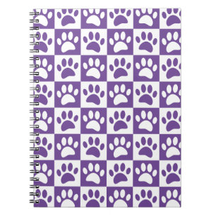 Caderno Espiral Cachorros Roxos E Brancos Em Quadrados Personaliza