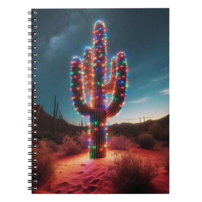 Caderno Espiral Cacto do deserto do sudoeste do Natal (Frente)