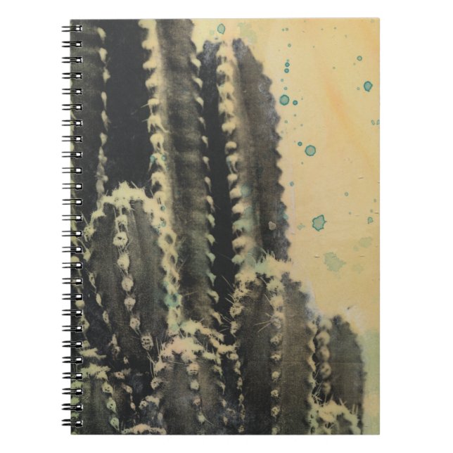 Caderno Espiral Cacto Verde em Fundo Amarelo (Frente)