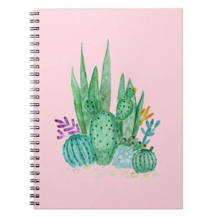 Caderno Espiral Cactus, aquarela