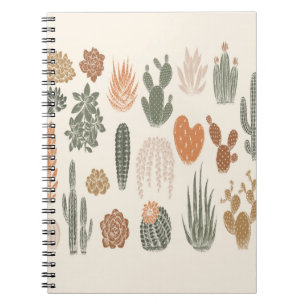 Caderno Espiral Cactus e padrão suculento sem costura