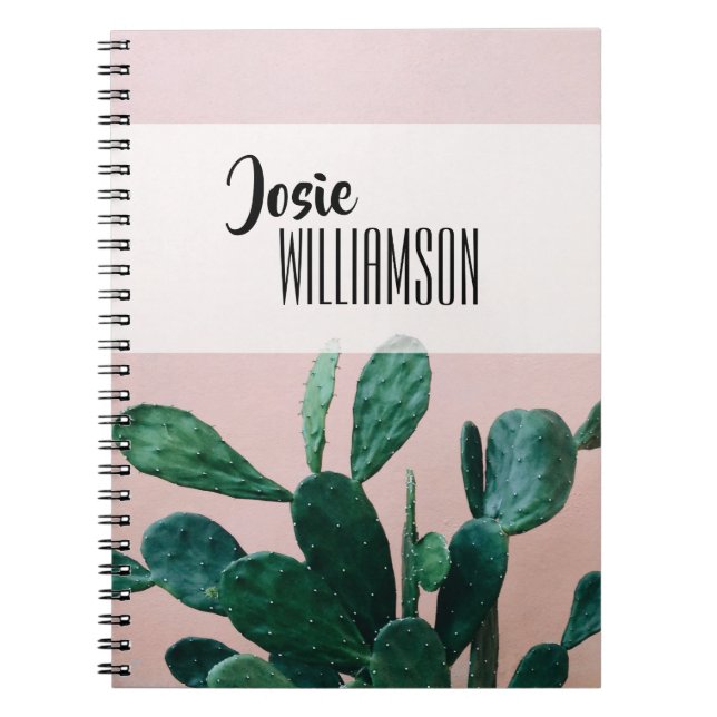 Caderno Espiral Cactus Rosa Moderno (Frente)