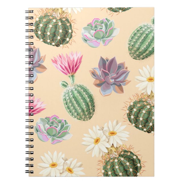 Caderno Espiral Cactus Suculente: Padrão de Alto Detalhe (Frente)