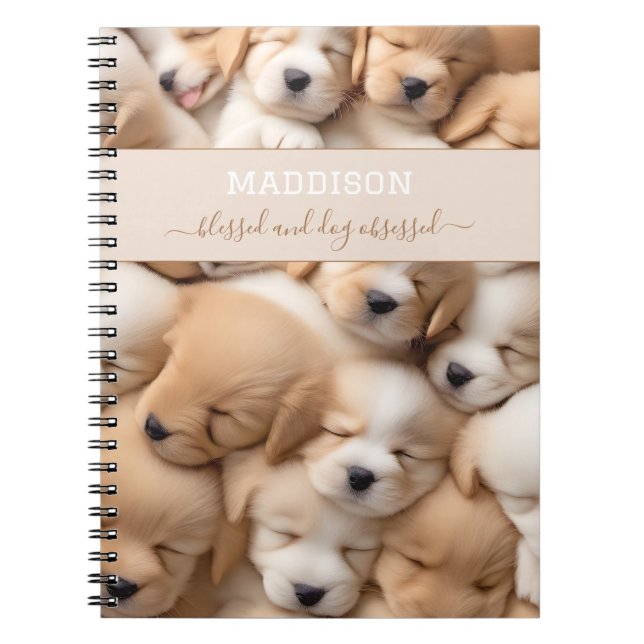 Caderno Espiral Caderneta de Anotações Cachorrinhos Fofos Amante d (Frente)