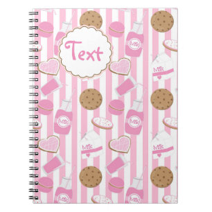 Caderno Espiral Caderneta de Bolos Meninas Cookies & Milk Rosa