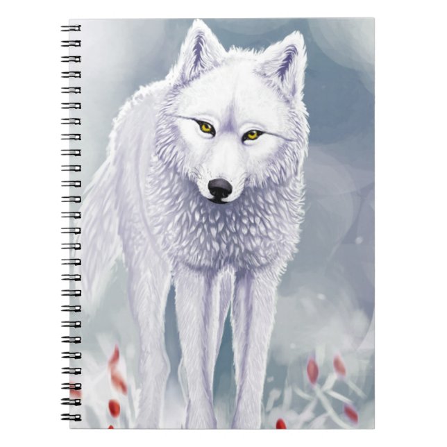 Caderno Espiral Caderneta lobo branco (80 páginas com linhas (Frente)