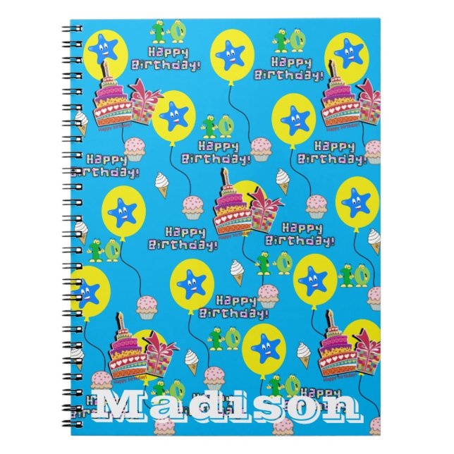 Caderno Espiral Caderno, #10 Feliz Aniversário de 10 anos Notas Az (Frente)