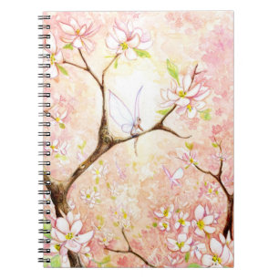 Caderno Espiral "Caderno da opinião cor-de-rosa da flor"