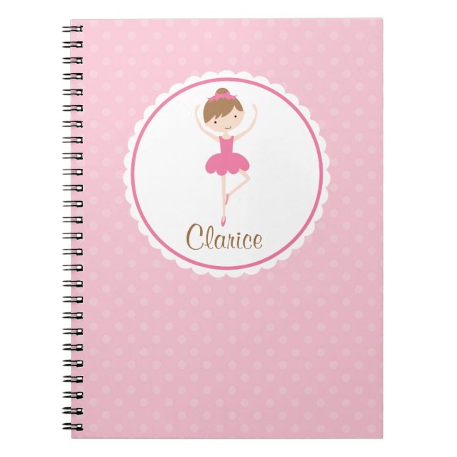 Caderno Espiral Caderno/Diário personalizados do balé para meninas (Frente)