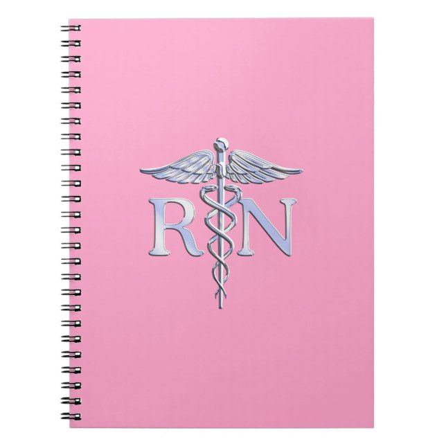 Caderno Espiral Caduceus do RN da enfermeira diplomada na luz - (Frente)