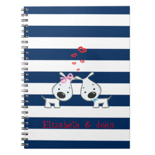 Caderno Espiral Cães Adoráveis Apaixonados por Striped Personali
