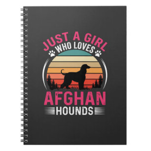 Caderno Espiral Cães Afegãos Retro Pôr do Sol Amante de Cães