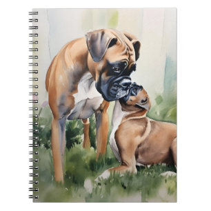 Caderno Espiral CÃES bonito MOMMA E BEBÊ BOXER