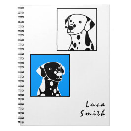 CADERNO ESPIRAL CÃES BONITOS COM PONTOS, PONTOS, PRETO E BRANCO SI