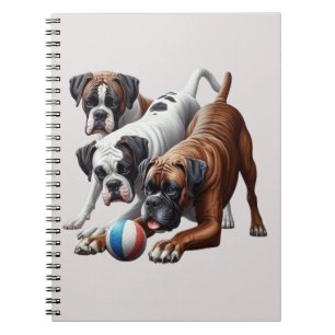 Caderno Espiral Cães Boxer Divertidos e Bola: Diversão em Cada Peg