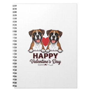 Caderno Espiral Cães Boxer Feliz Dia dos Namorados Vintage
