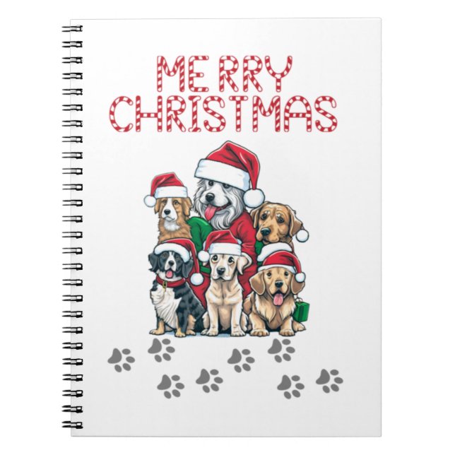 Caderno Espiral Cães de Natal Feliz (Frente)