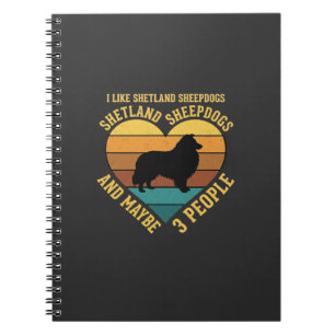 Caderno Espiral Cães de Pastoreio de Shetland Retro Coração Amante