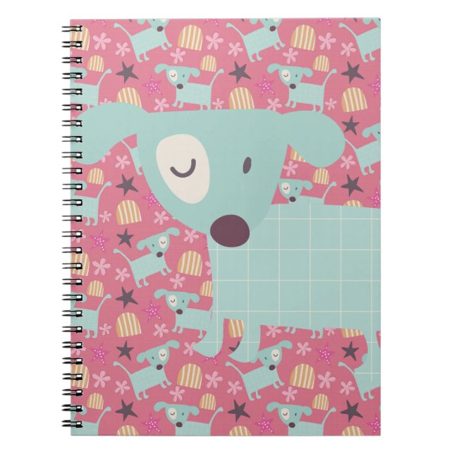Caderno Espiral Cães, Estrelas e Flores (Frente)