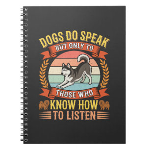 Caderno Espiral Cães Falam Citação Vintage Amante de Cães